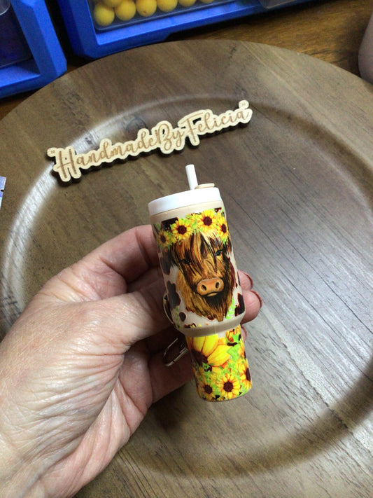 Tan highland cow tumbler chapstick