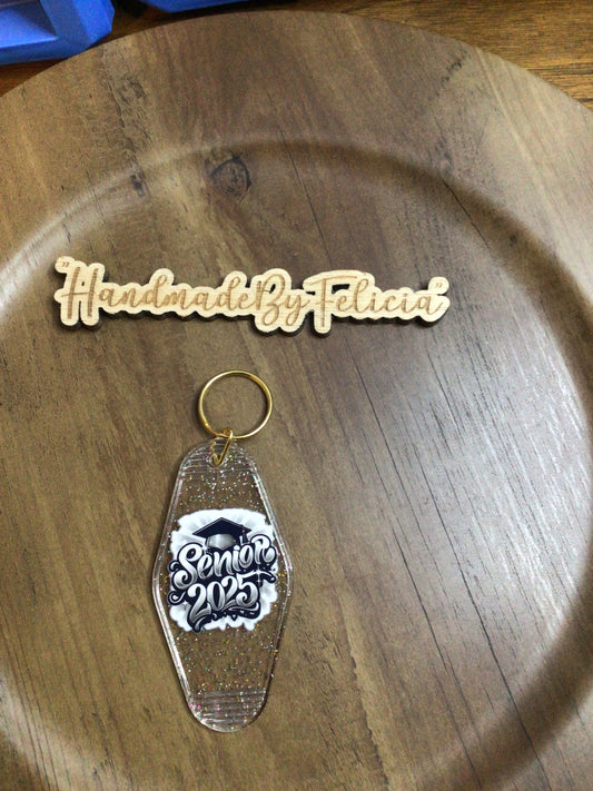 Senior glitter keychain