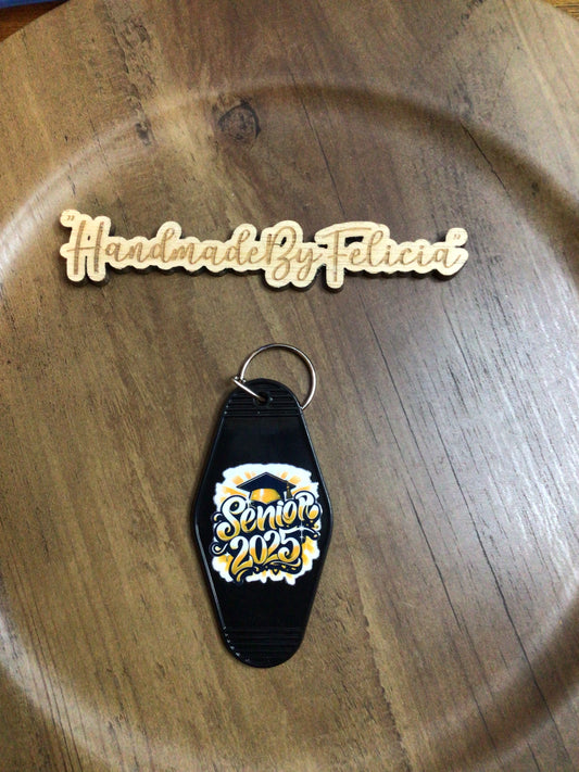 Black orange senior keychain