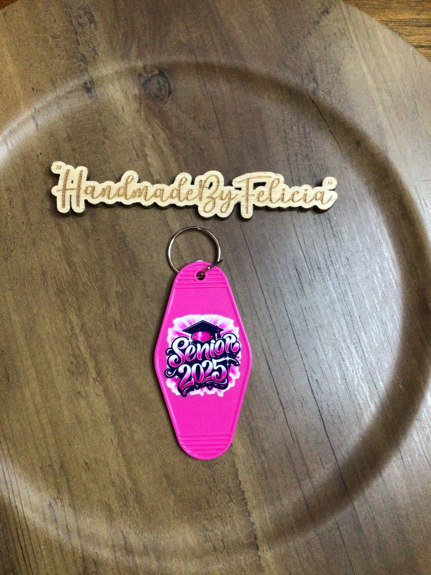 Dark pink senior keychain