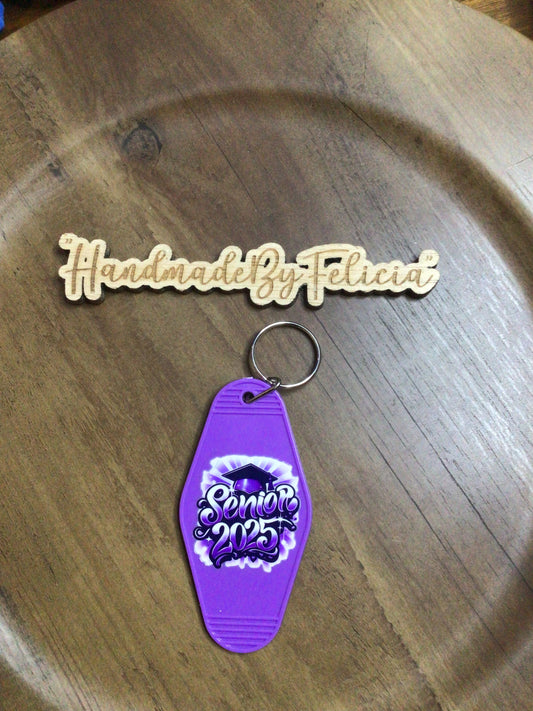 Purple senior keychain