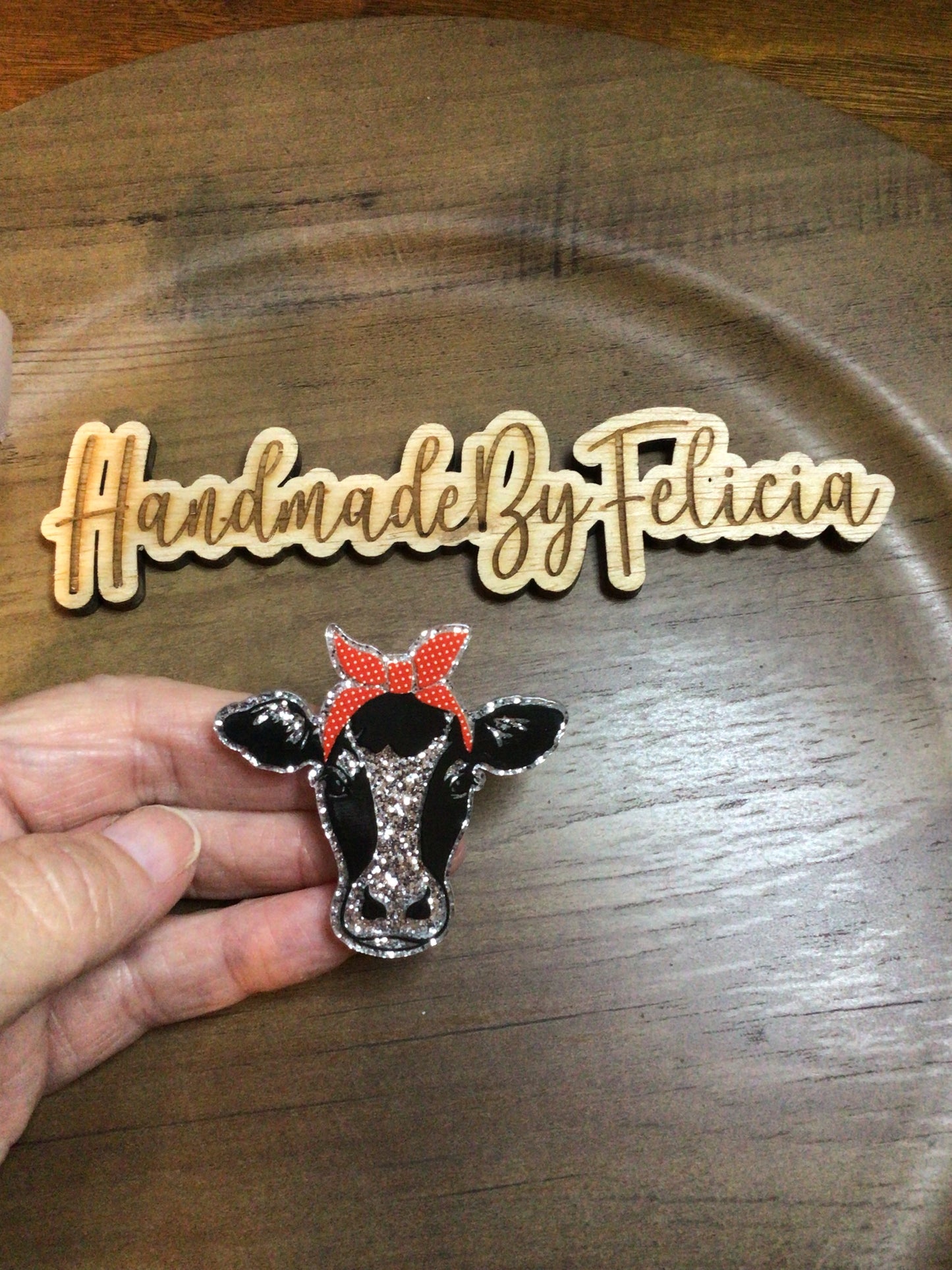 Bandana cow straw charm
