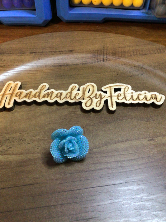 Blue rose straw charm topper