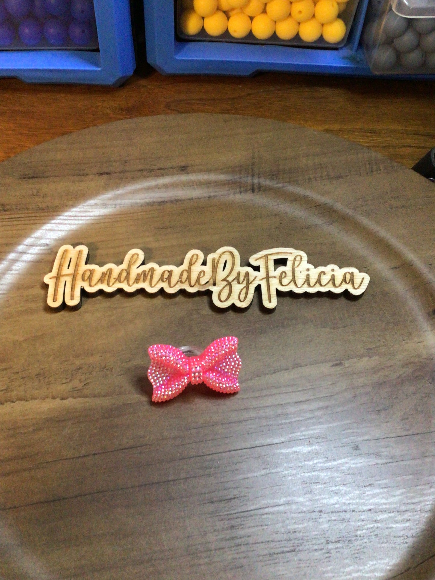 Pink Bow Straw Charm