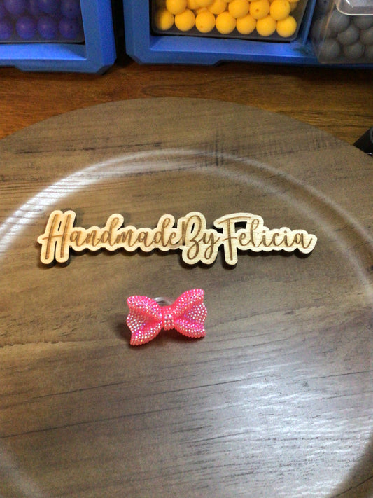 Pink Bow Straw Charm
