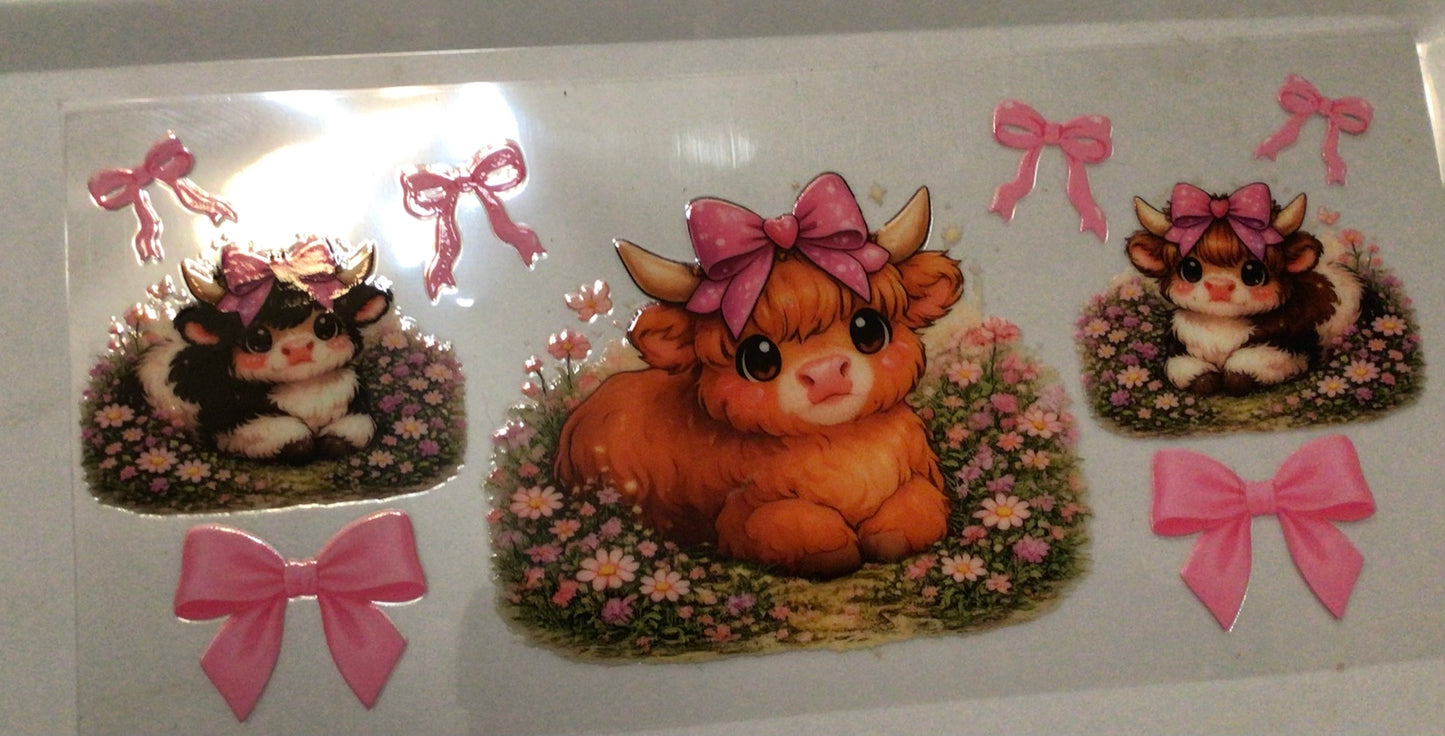Cow pink bows 16oz cup wrap