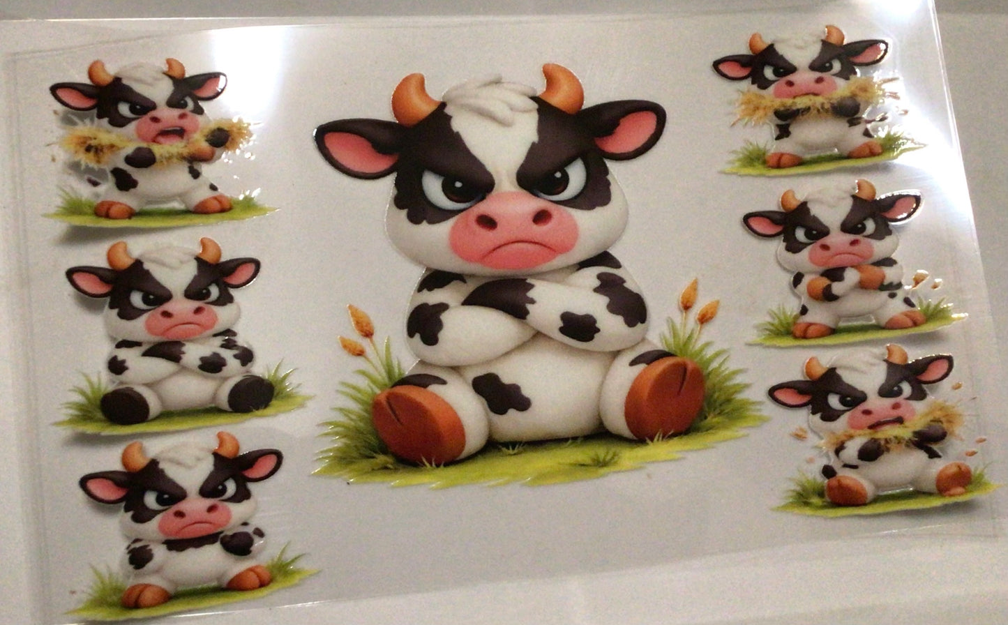 Grumpy b/w cow 16 oz cup wrap