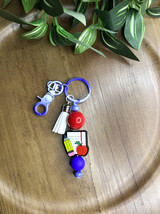 Blue red teacher book keychain