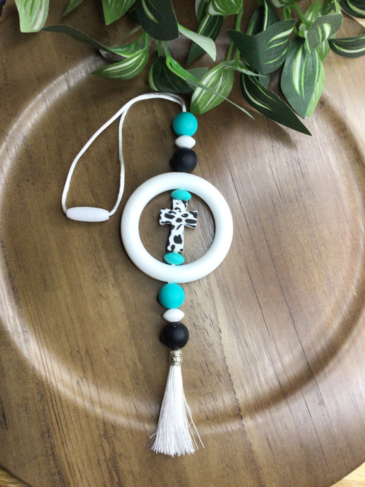 Cow pattern cross car charm