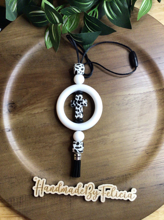 Cow pattern cross car charm