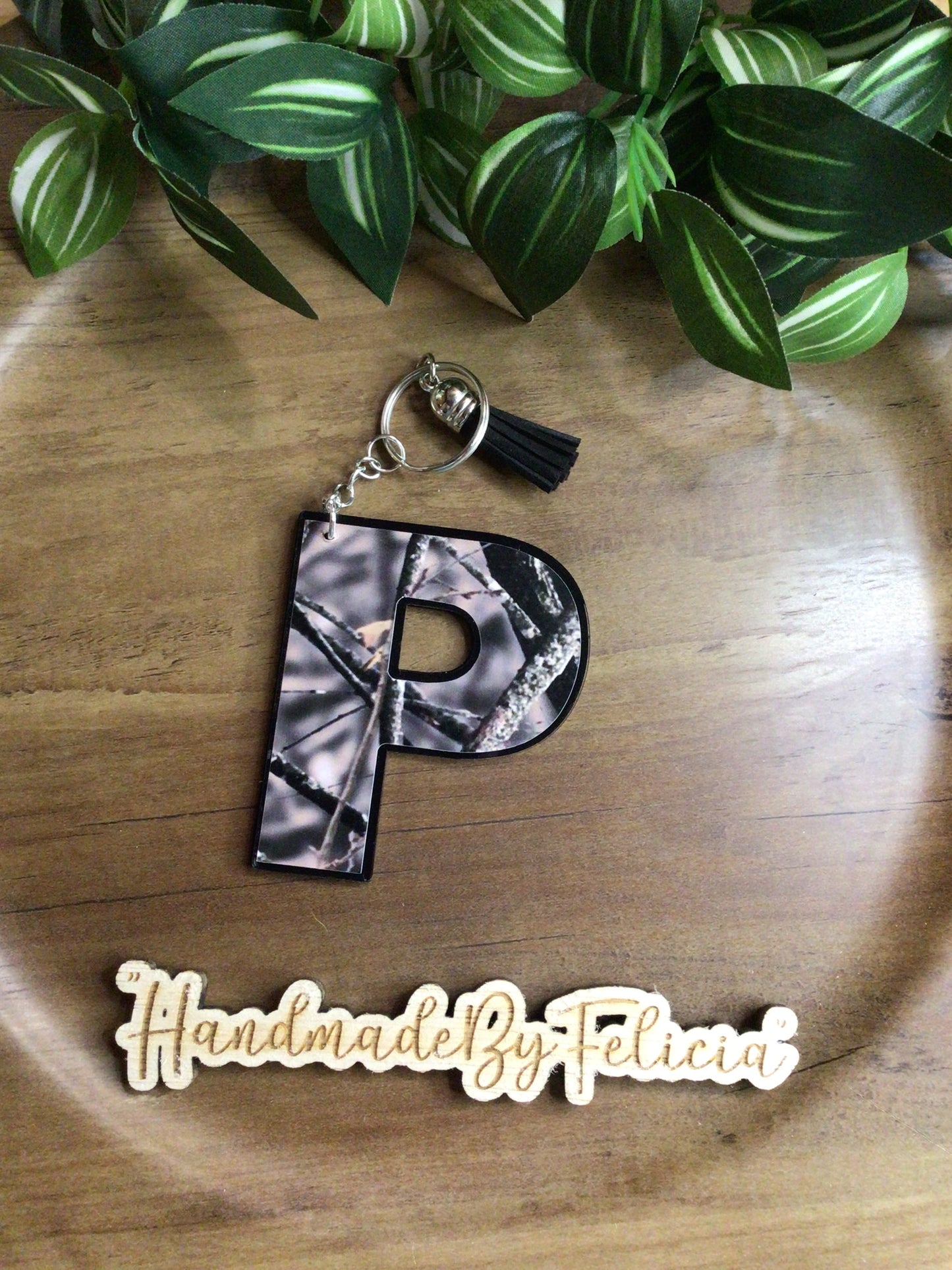 Initial “P” acrylic keychain