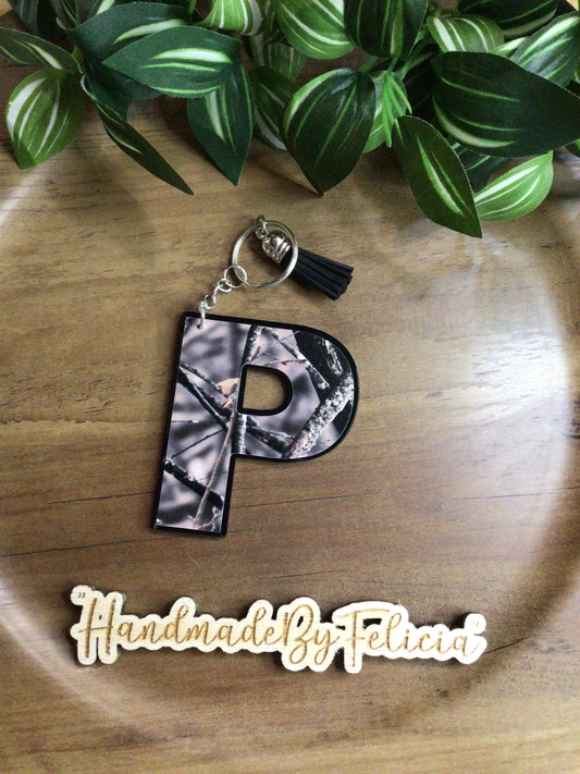 Initial “P” acrylic keychain
