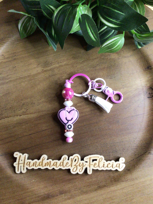 Light purple heart stethoscope keychain