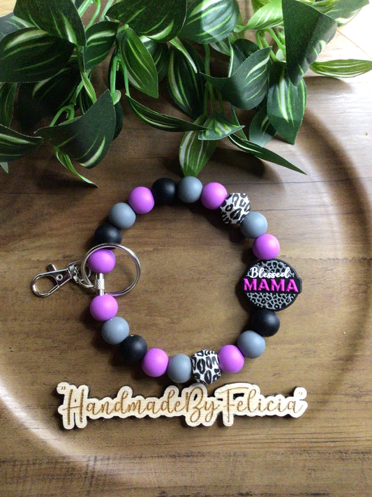 Purple black and grey Blessed mama wristlet