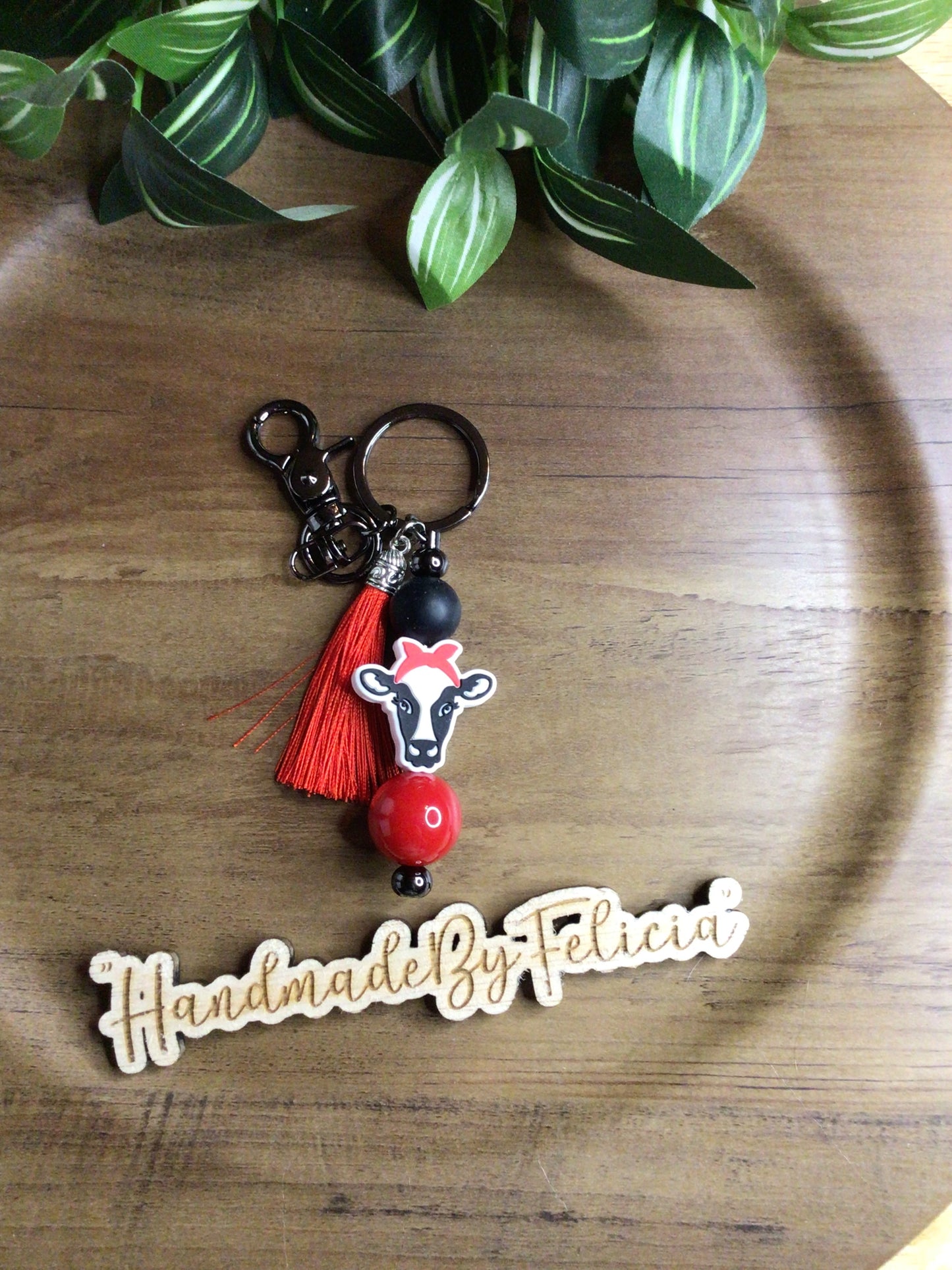 Bandana cow keychain