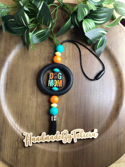 Dog mom orange car charm