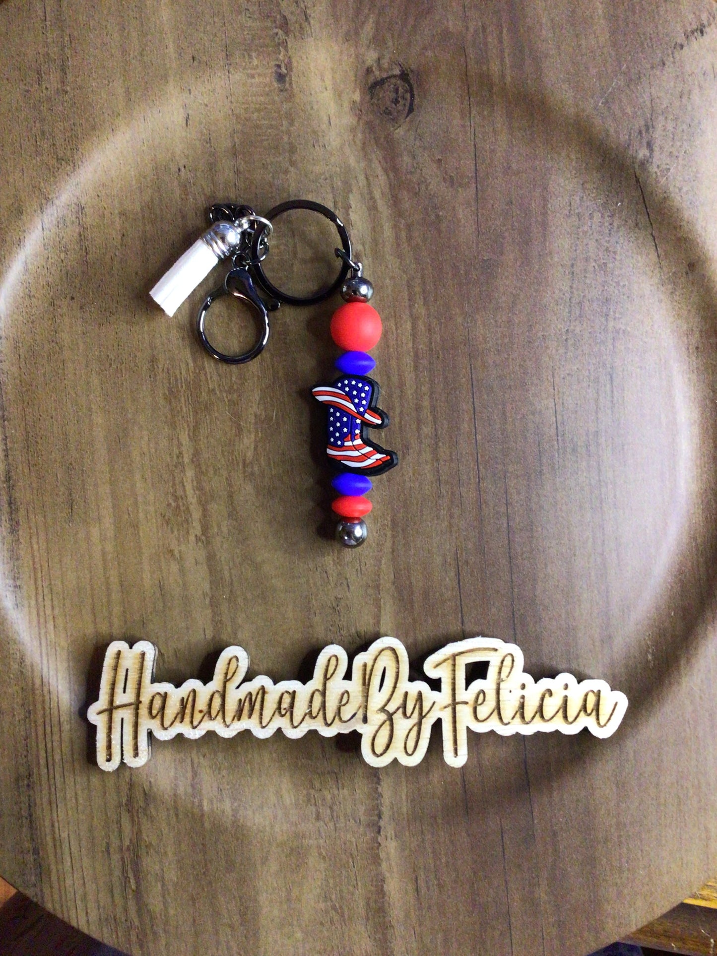 Patriotic boot keychain