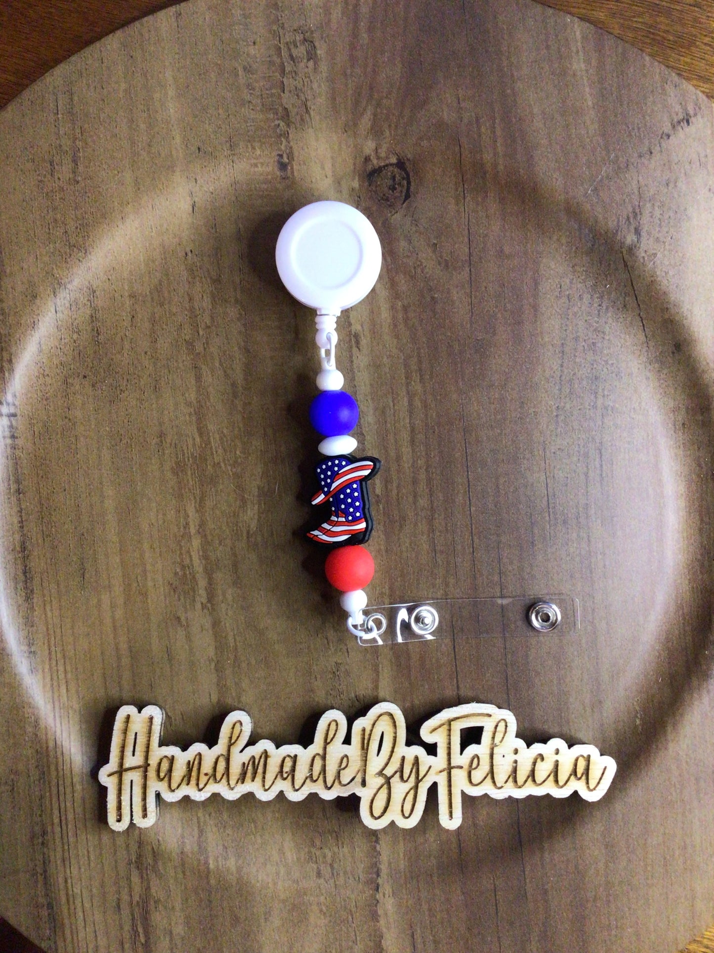 Boot patriotic badge reel