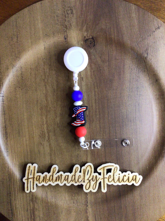 Boot patriotic badge reel