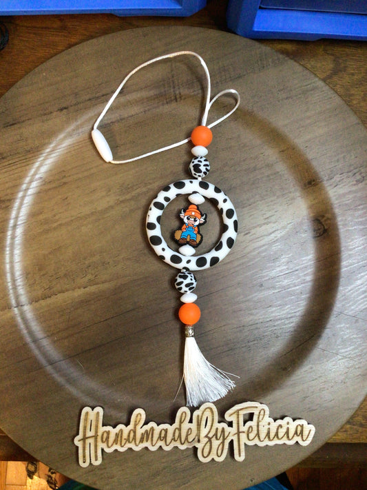 Orange hay cow car charm