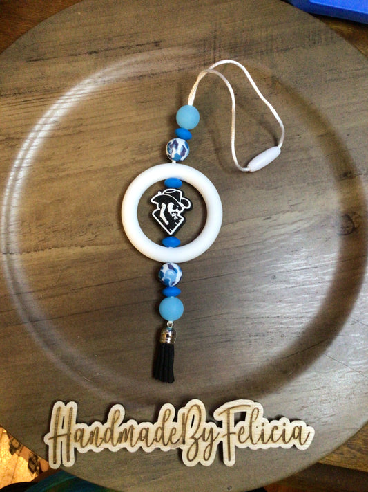 Car charm wave blue beads and man