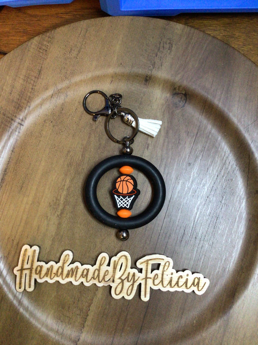 Basketball with black ring keychain