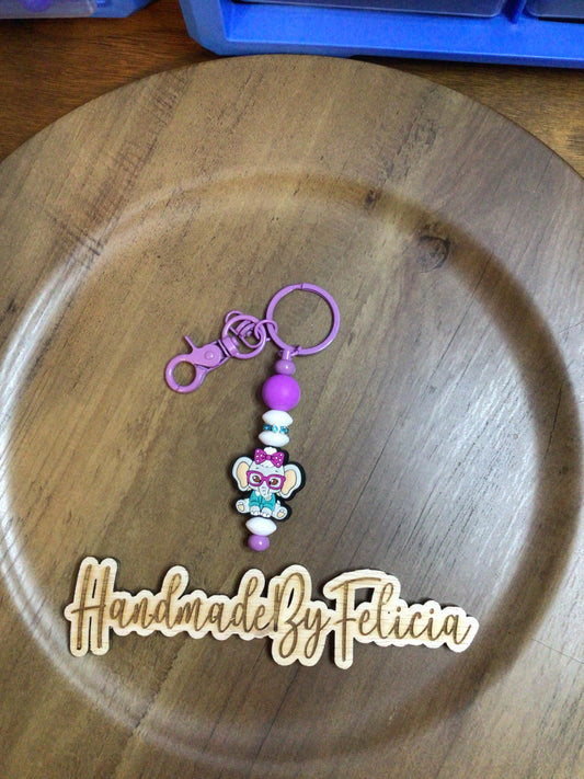 Elephant keychain purple