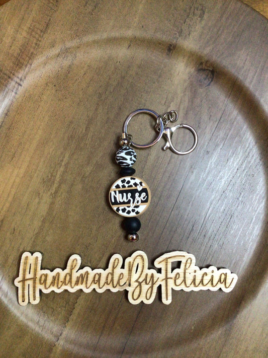 Nurse leopard print keychain