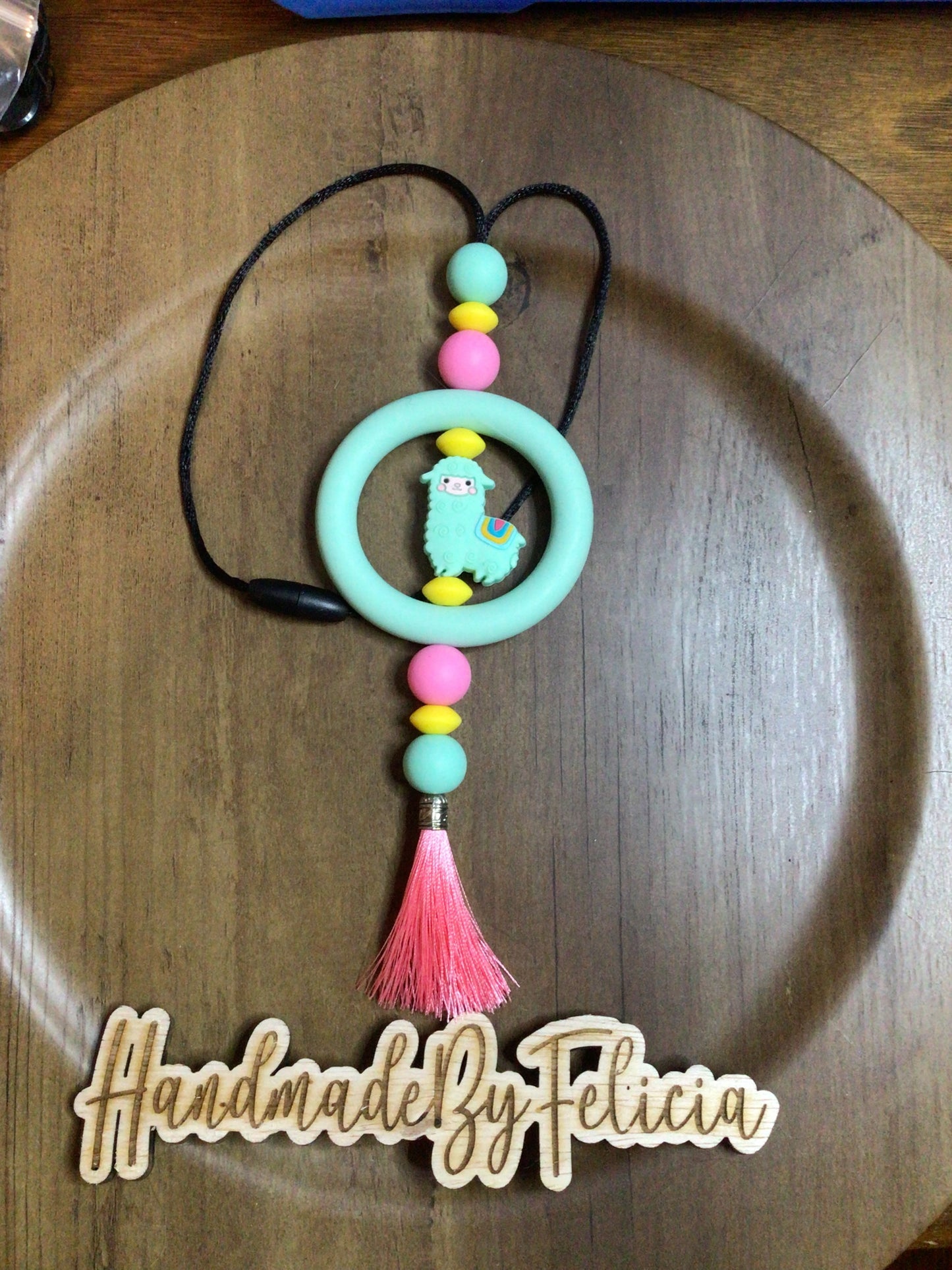 Llama car charm green