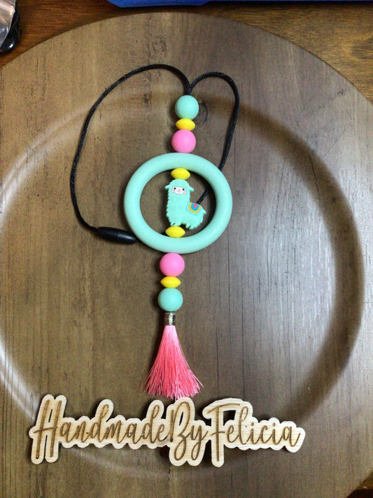 Llama car charm green