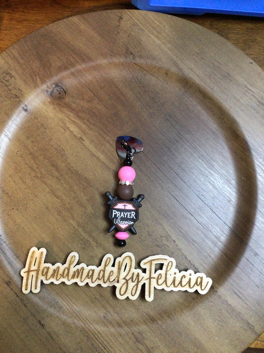 Pink prayer warrior straw charm