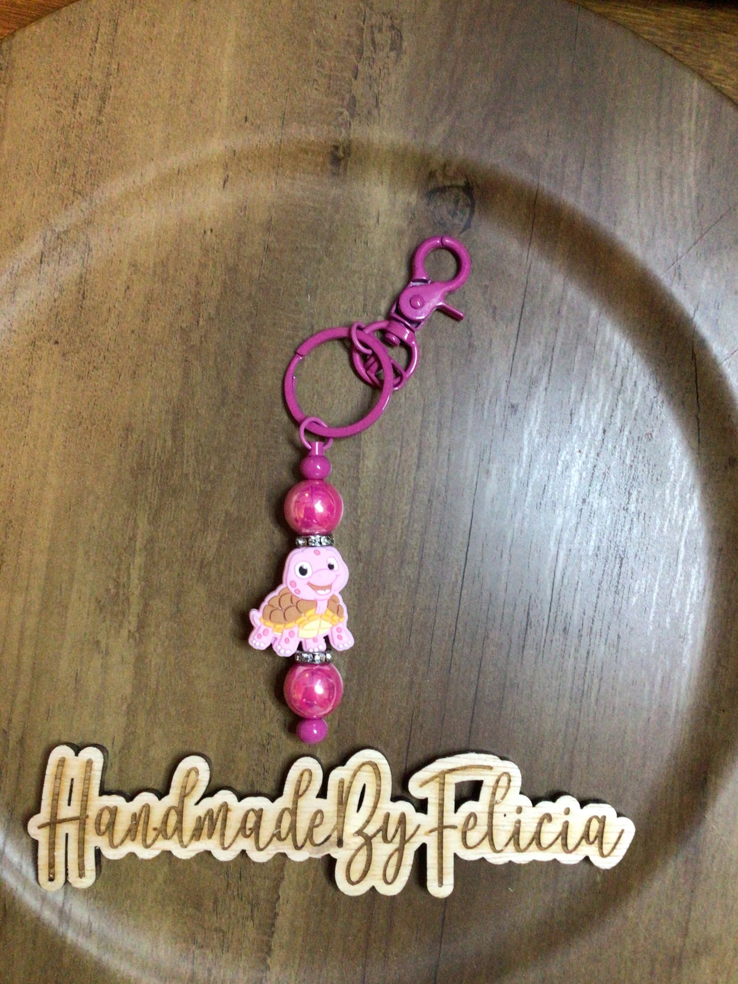 Pink turtle keychain