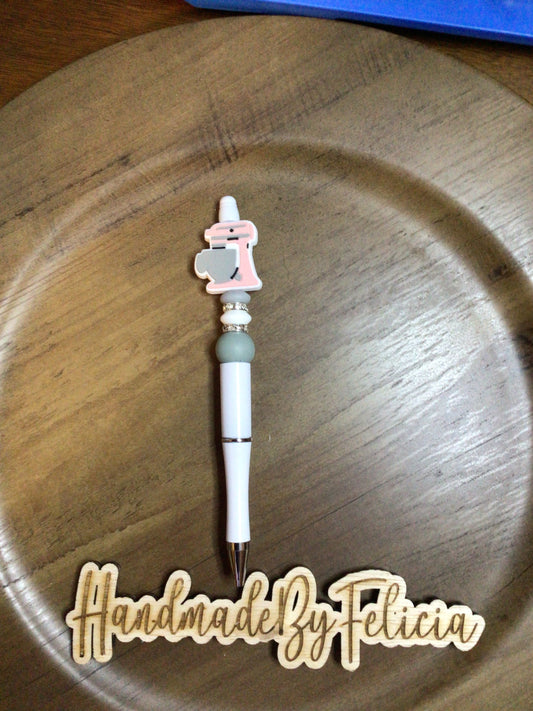 Pink and grey mixer white pen