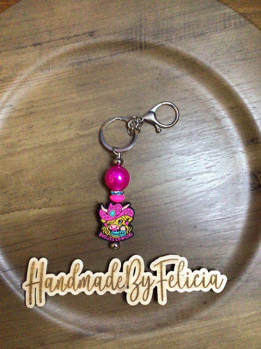 Boujee heifer pink keychain
