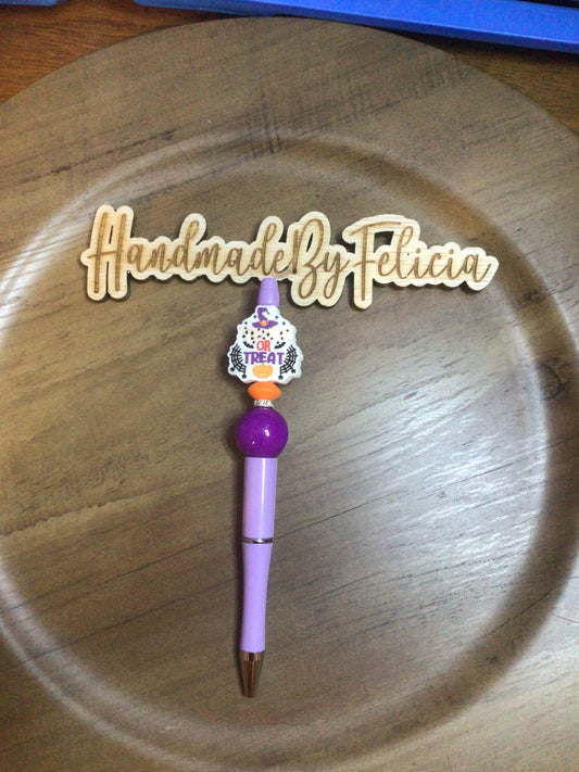 Trick or treat med purple pen