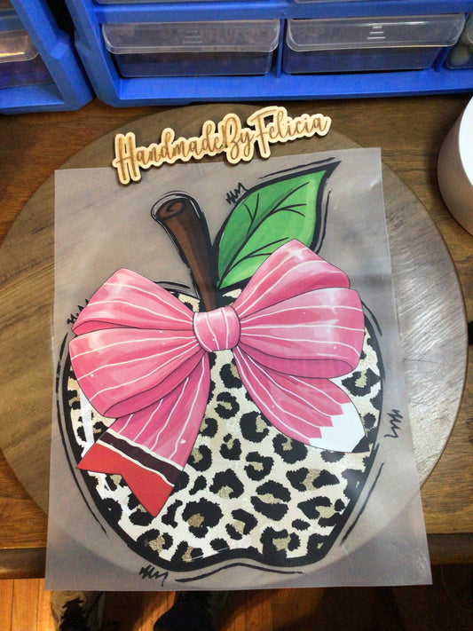 Pink bow Apple DTF