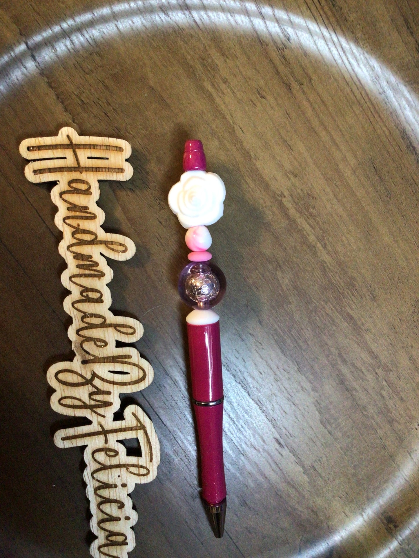 White rose pink pen