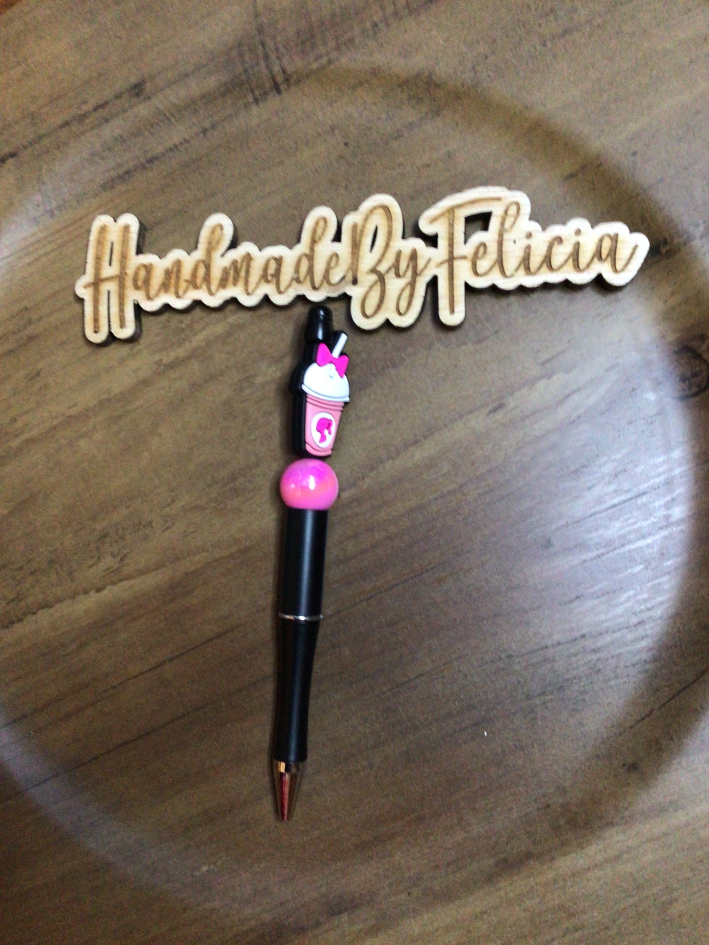 Latte pink and black pen