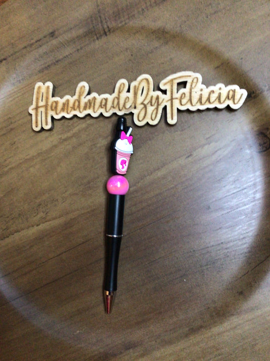 Latte pink and black pen
