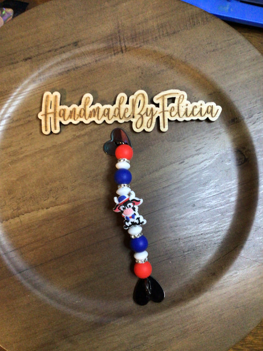 Donkey Red white blue cell phone charm