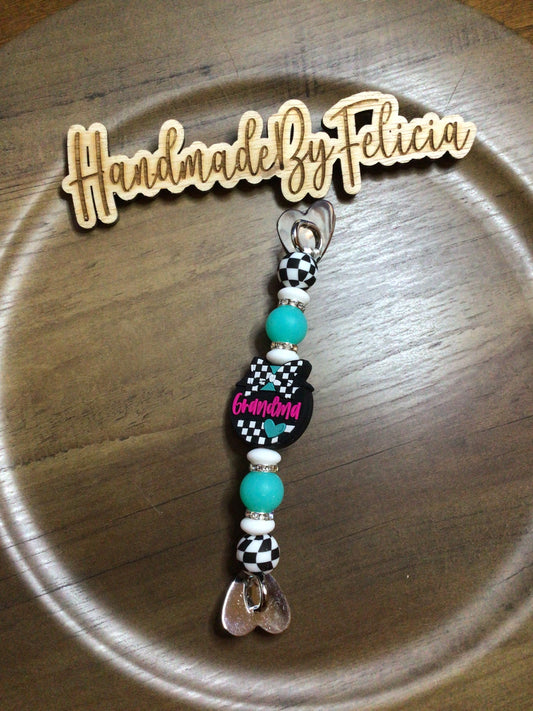 Grandma checkered cell phone charm