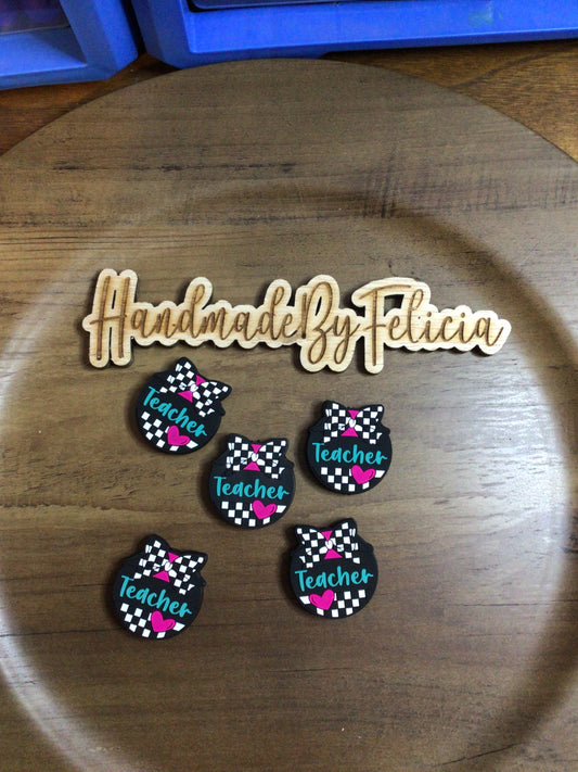 Teacher pink black checkered Focals