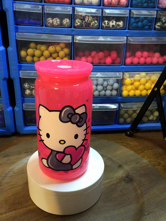 Kitty cat dark pink tumbler