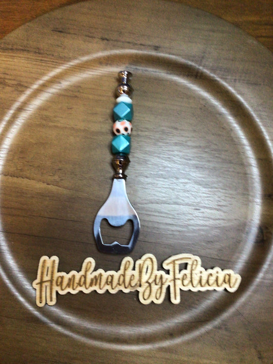 Teal and orange bottle opener