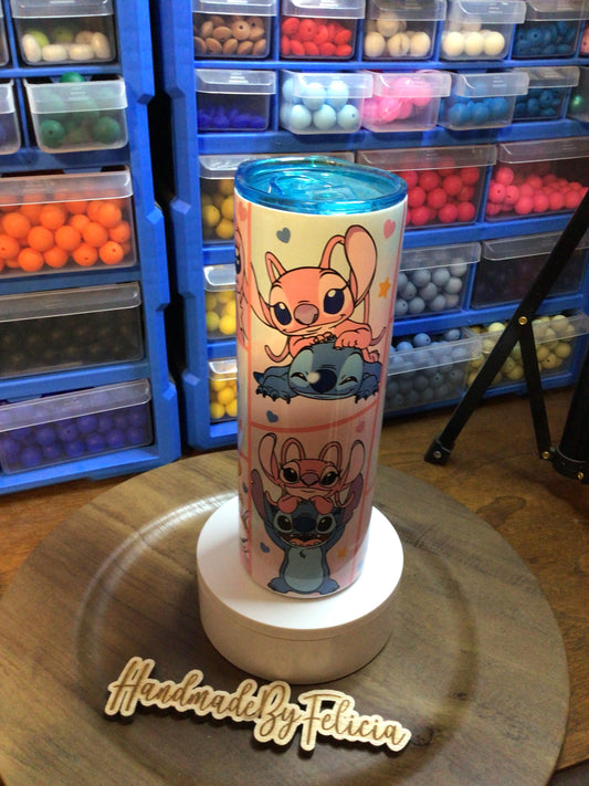 Blue and pink creature 20 ounce tumbler