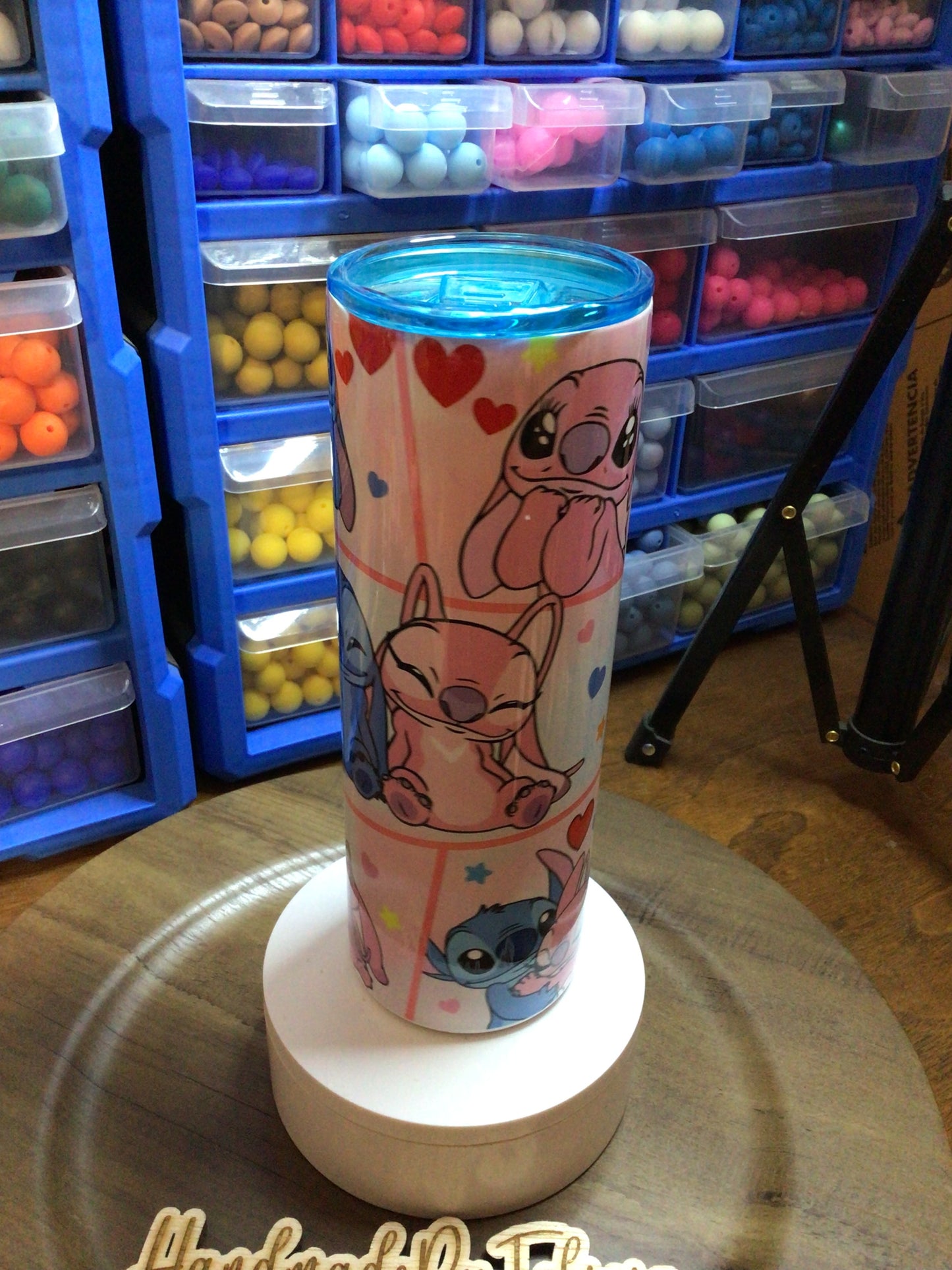 Blue and pink creature 20 ounce tumbler
