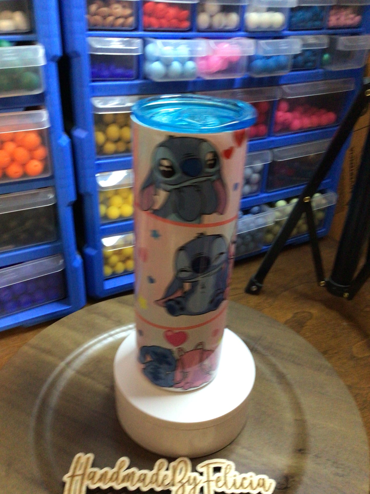 Blue and pink creature 20 ounce tumbler