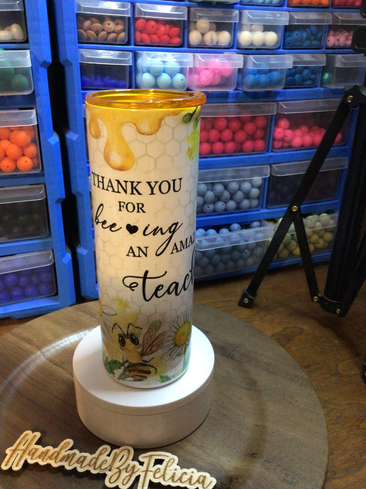 Teacher Bee tumbler. 20oz