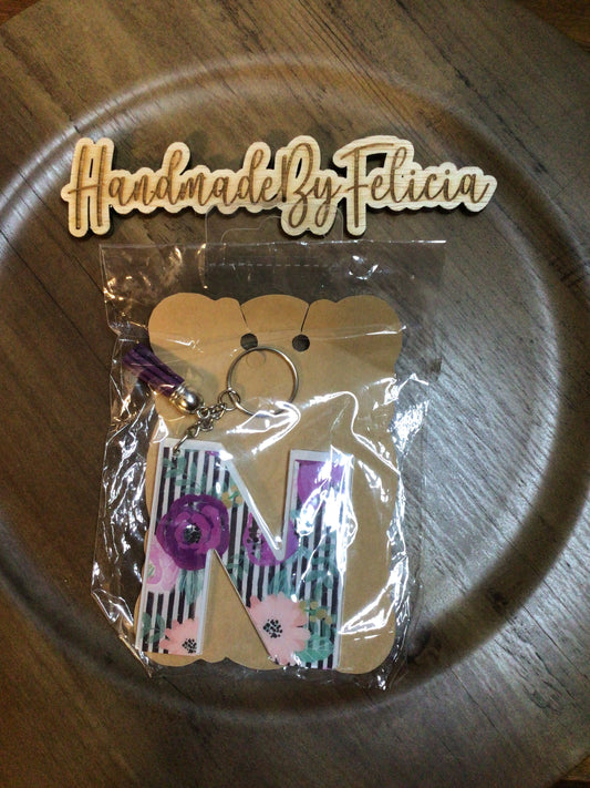 Letter N floral keychain