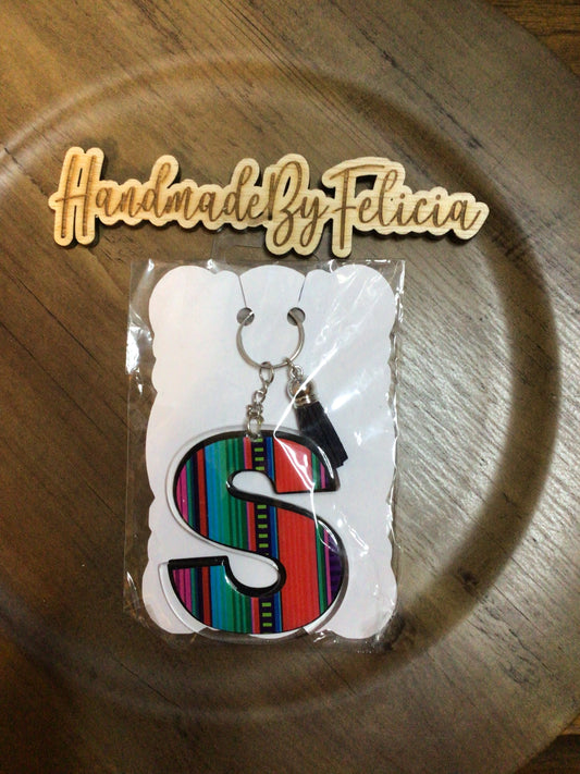Letter S multi color keychain